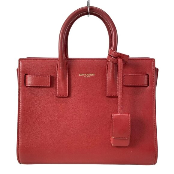 Auth SAINT LAURENT PARIS Sucked Jules Nano 340778 Red Leather - Tote Bag - Picture 1 of 16